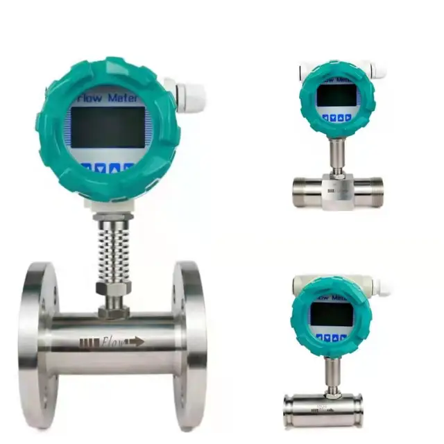 1.5 Inch Turbine Water Flowmeter Transmitter Ss304ss316 Digital LCD Display Liquid Clamp Flange Turbine Flow Meter