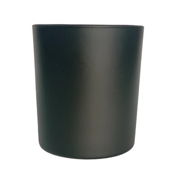 wholesale 7oz 10oz 12oz 14oz Matte black glass candle jars with lid and gift box custom size and color