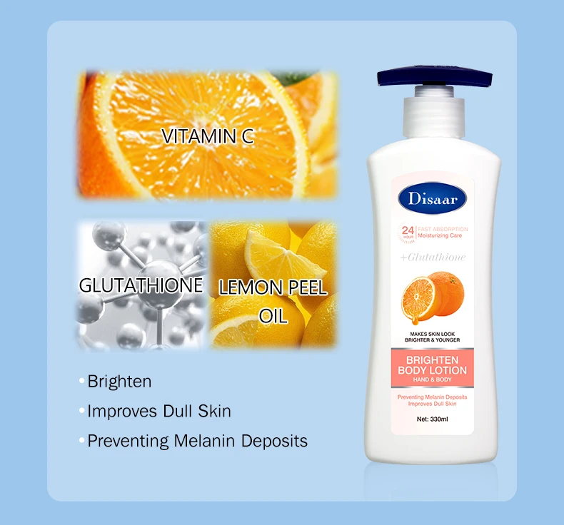 Vitamin C Body Lotion With Lemon Peel Oil Reduce Melanin Skin Care Dull & Dry Skin Moisturizing Brightening Body Lotion