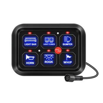 6 Gang Switch Panel Universal Circuit Control Relay System Automatic Dimmable LED Switch Pod Touch Control Switch Panel for Cars