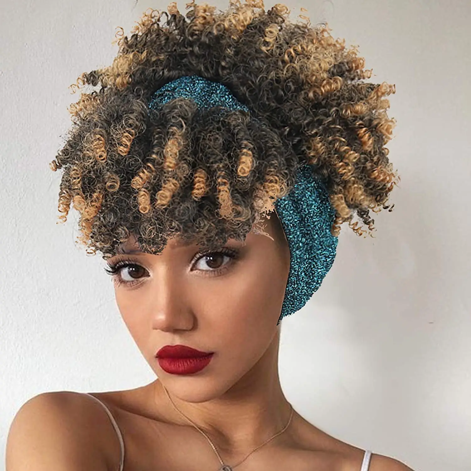 G&t Wig Afro High Puff Hair Bun With Bangs Short Kinky Curly Pineapple Hair  Extensions Headband Wig For Black Women - Buy Headband Wig,Pineapple  Wig,Ponytails With Bangs Product on 