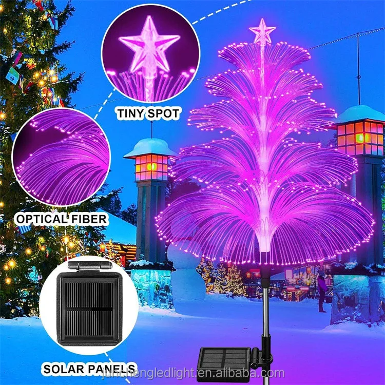 Solar Powered Led Light Outdoor Five Layer Xmas Tree Shaped Jellyfish Lawn Light IP65 Waterproof Garden Walkway Light