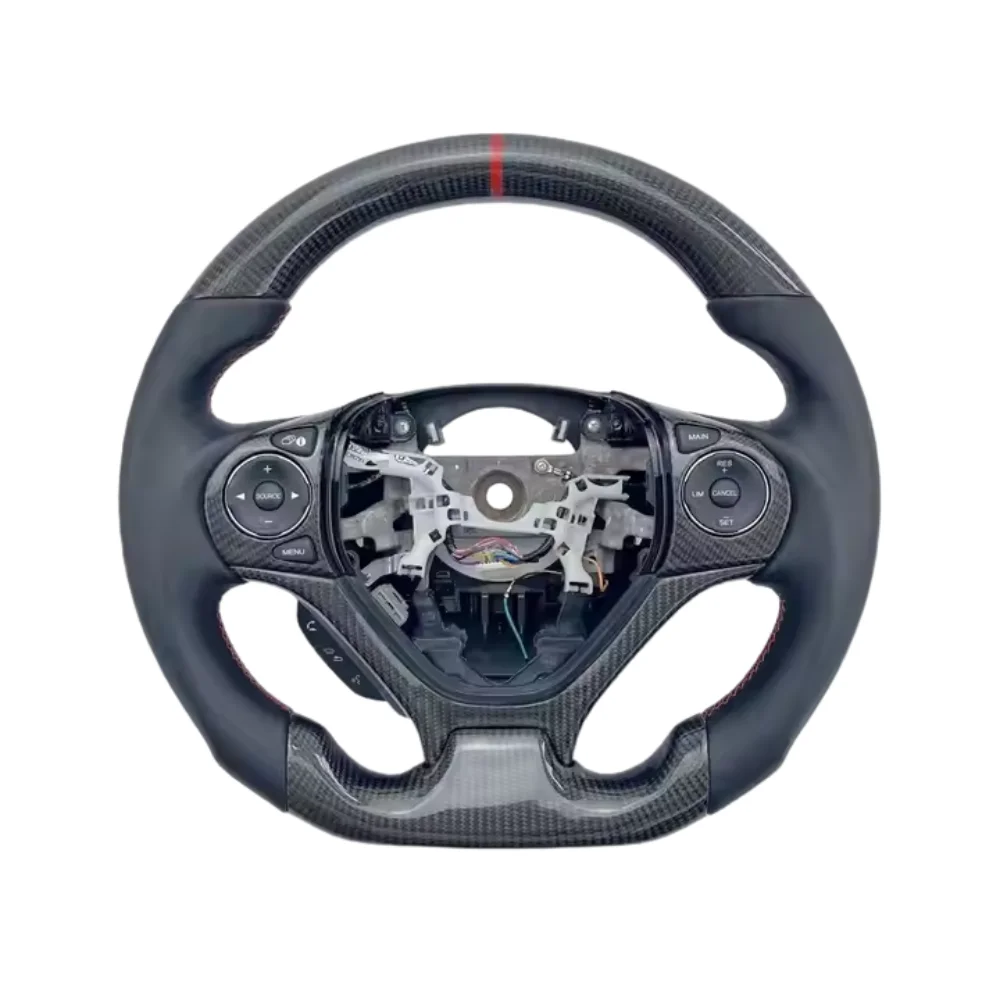 ZY Premium Custom Smooth Leather & Carbon Fiber Steering Wheel Compatible with Hon-da Civic Sedan Hatchback