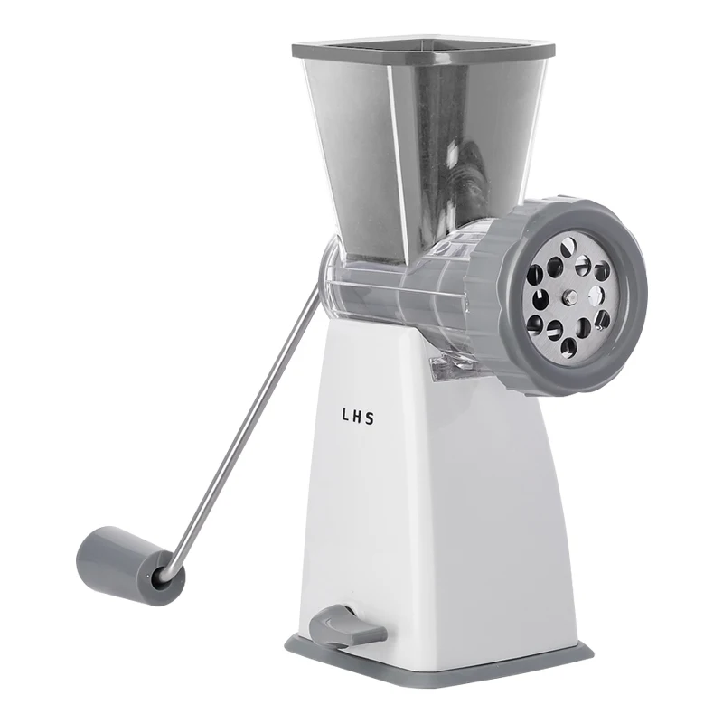 LHS Manual Meat Grinder with Stainless Steel Blades Heavy Duty Powerful Suction Base for Home Use Fast and Effortless for All Meats-Gray