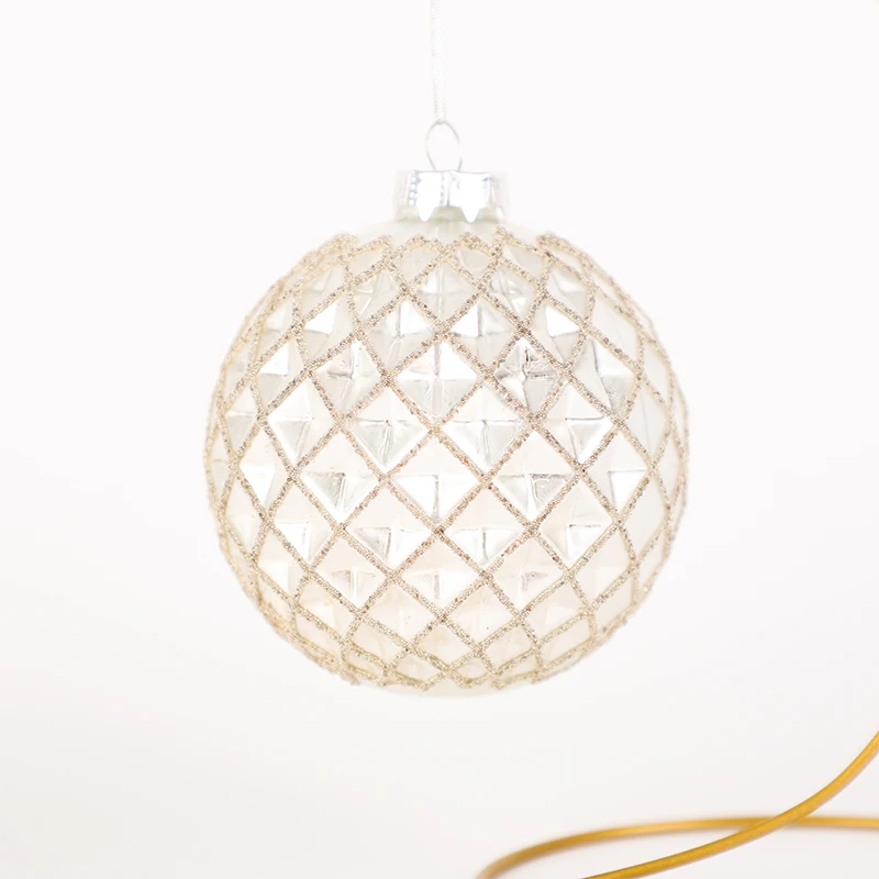 White Glass Ball Ornaments For Christmas Hanging Hand Made Ball Vintage