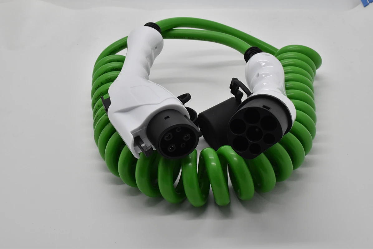 Car Charging Cable Ev Charger Green Spring Wire Car Charger 16a Mode 3