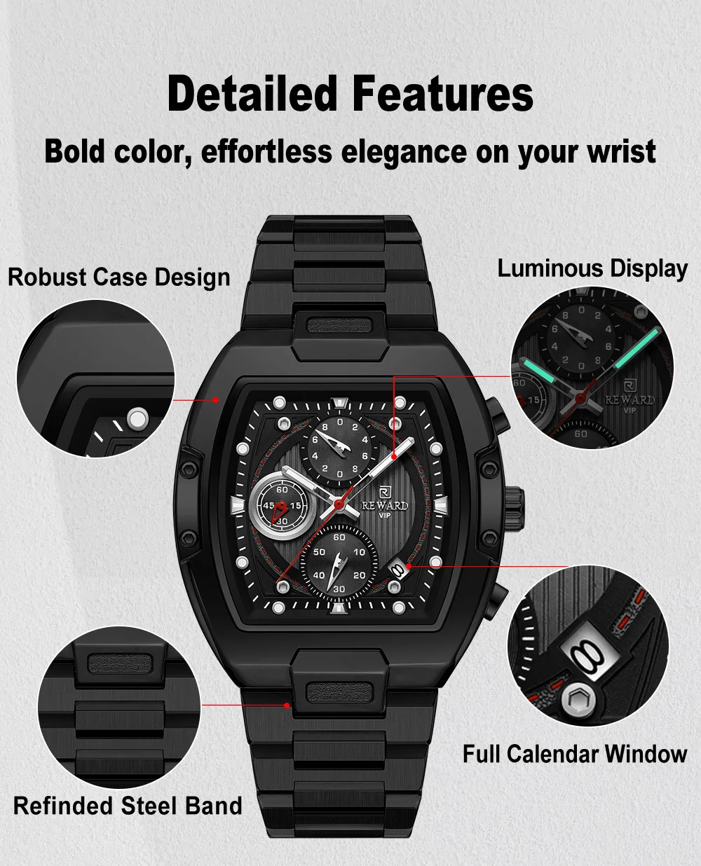 Reward RD812264M Multifunctional Casual Wristwatch for Men