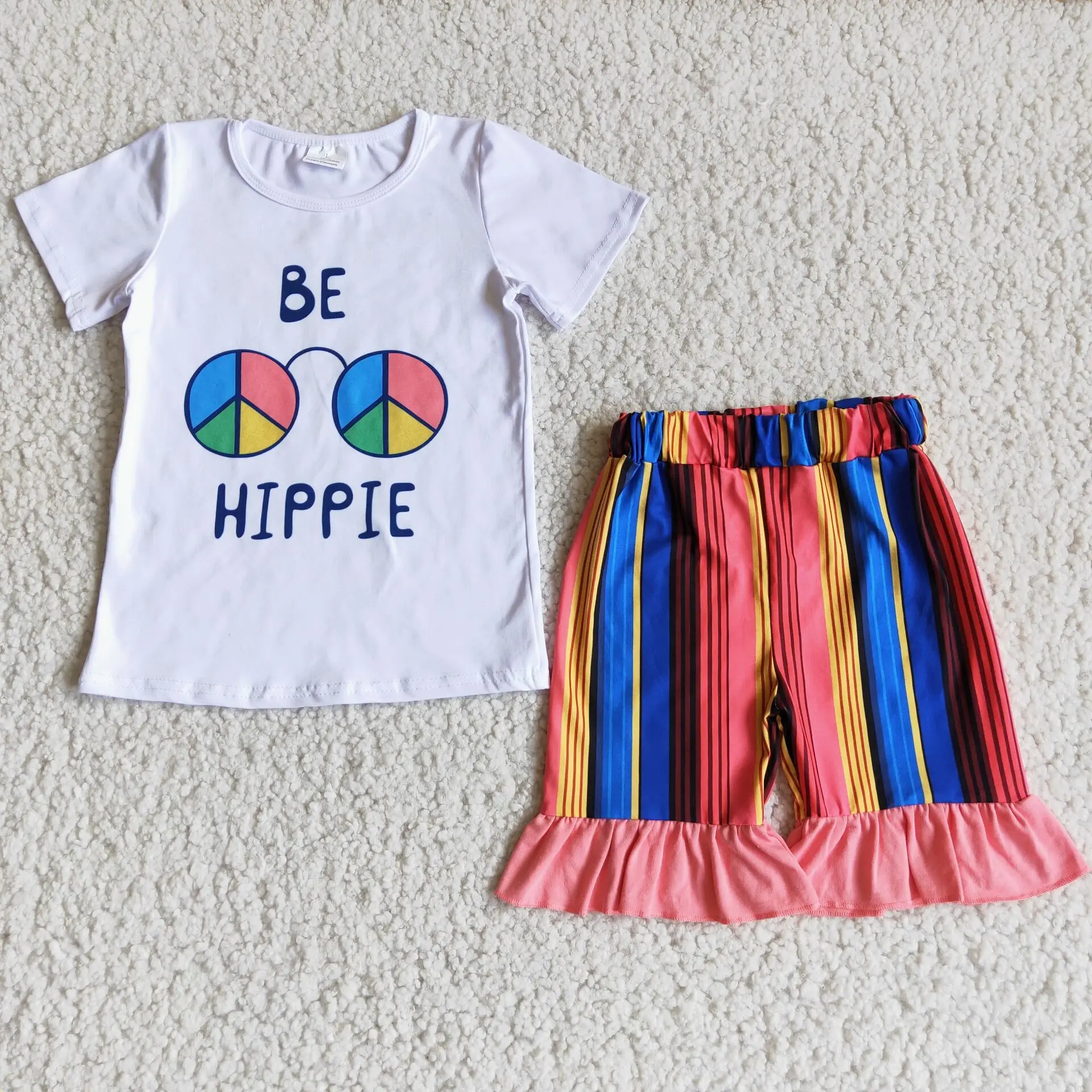 Camiseta Hippie De Manga Corta Para Niña Y Niño,Pantalones Cortos A Rayas  Coloridas,Traje Con Volantes,Rts,Sin Moqs,Ropa Para Niña - Buy Ropa De Niña,Trajes  De Niños,Ropa De Los Niños Product on Alibaba.com