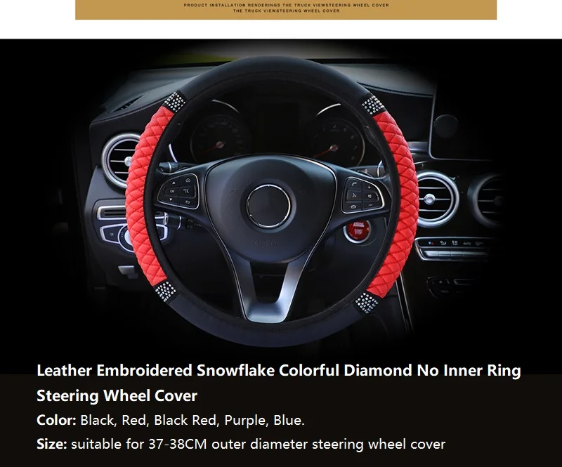 Four Seasons Universal Car Steering Wheel Cover 3738cm Leather