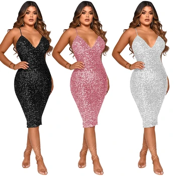 sleeveless white wedding dress crystal beads sequins luxury sequined party jersey prom women black pink sequin evening dresses