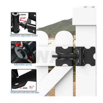 Heavy Duty Fence Gate Hardware Black Self Closing Adjustable Gate Hinge ...