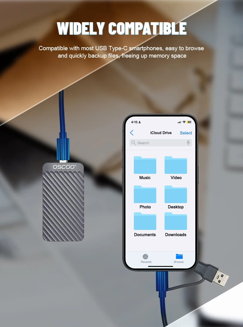 For OSCOO Latest Portable SSD 1TB External Hard Drive 2TB Hard Disk Memory 1TB 256GB Portable SSD 4TB All Laptop PSSD