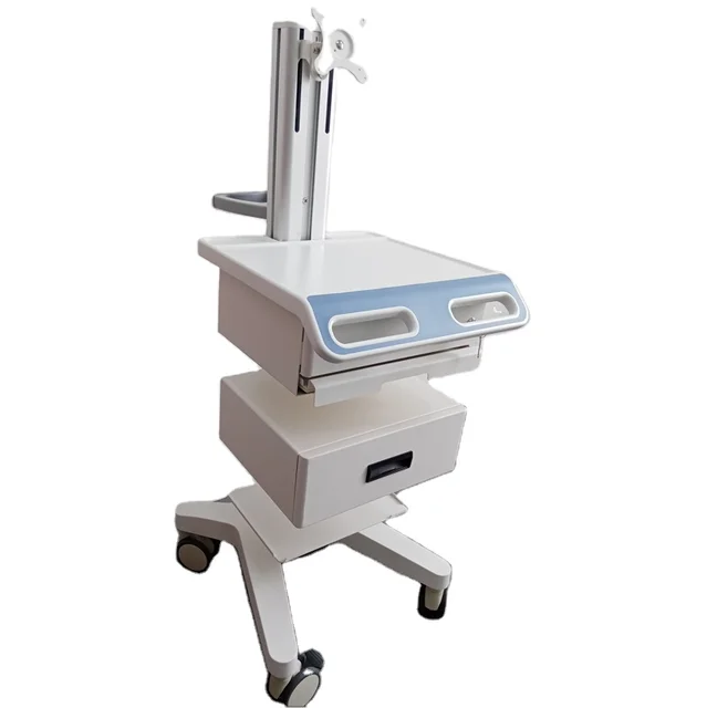 Portable Hospital Computer Trolley With Drawer Medic Trolley Medical Computer Cart Medical Lcd Computer Cart