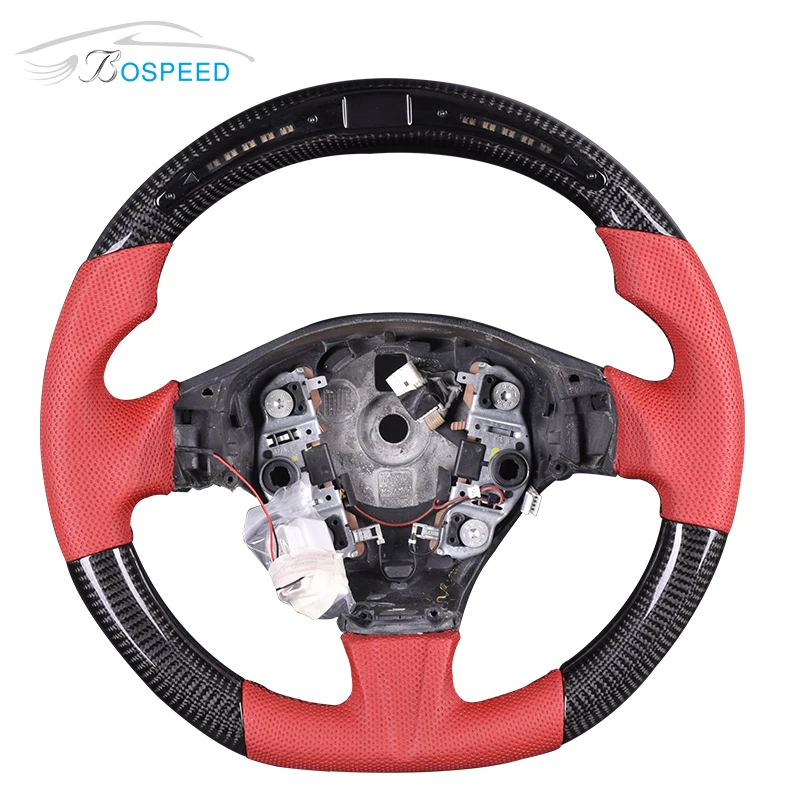LED Carbon Fiber Sports Steering Wheel For Maserati With Perforate Leather