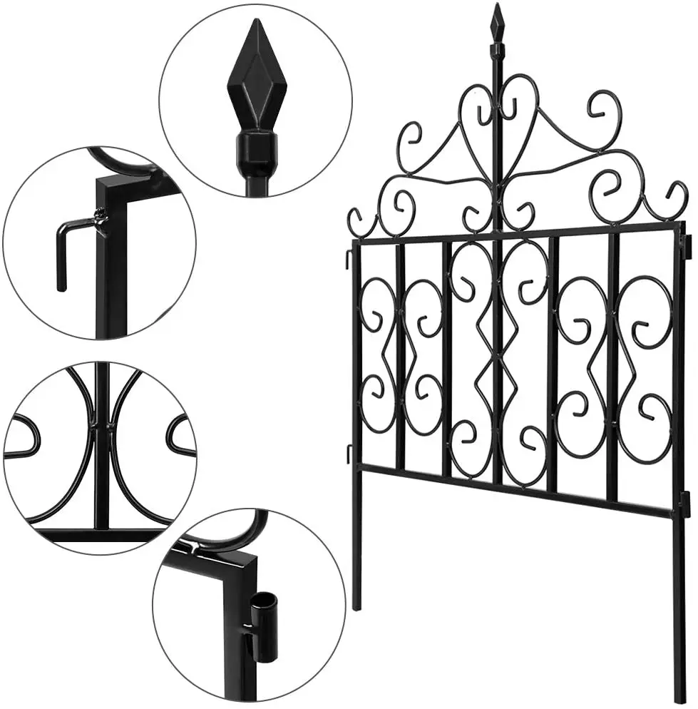 Decorative Garden Fence Black Metal Landscape Wire Folding Fencing ...