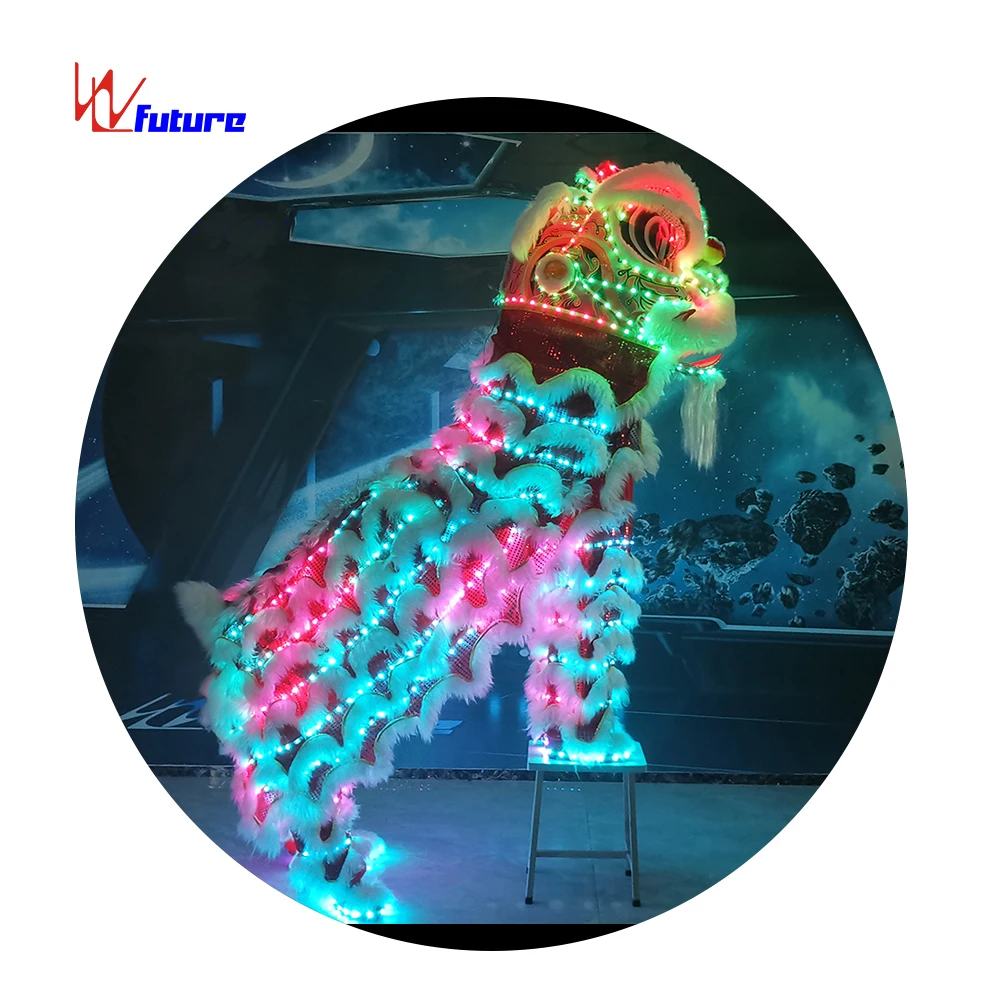 Programmable Future LED Chinese Traditional New Year Show Lion Dance Costume Performance Wear Folk Lion Dance