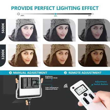 Neewer 2 Packs Advanced 480 LED Video Light Photography Lighting Kit, LED Panel with LCD Screen, Wireless Remote and Light Stand detail image