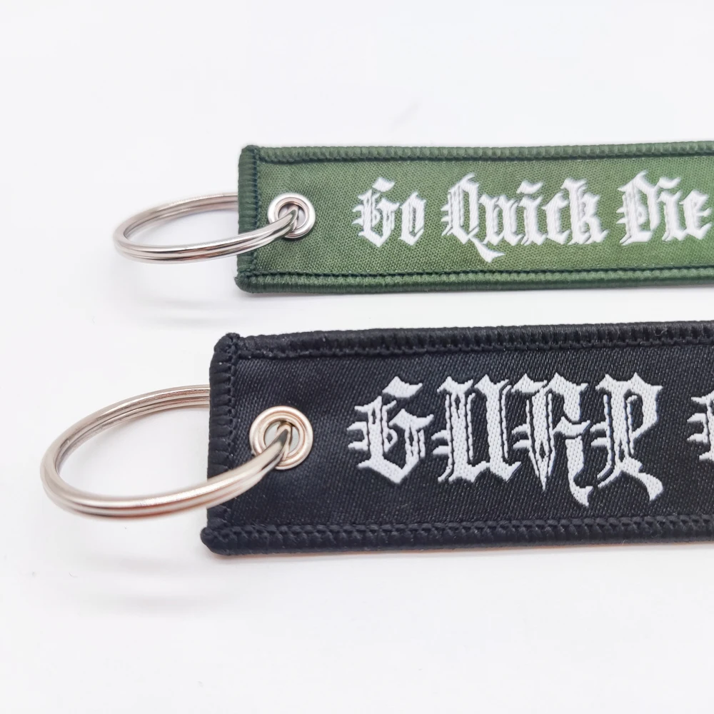 product custom printing keychain metal black carabiner key ring holder souvenir nylon short woven fabric lanyard keychain-3