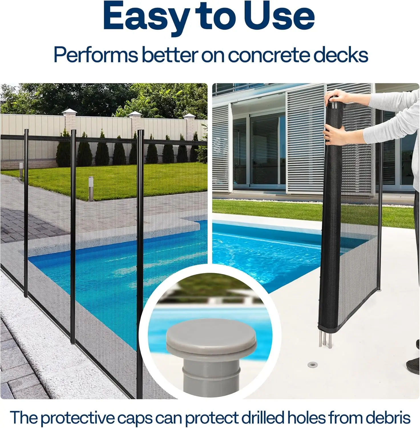 4FT Child Safety Barrier Removable Mesh Pool Fence with Aluminum Poles for Swimming Pools and Decks-PE Material manufacture