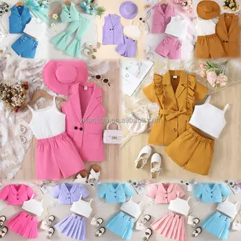 Wholesale cheap children's wear summer new women's suit children's shorts two-piece little women's clothing girls' wear