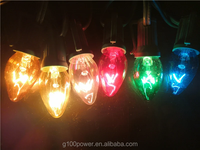 Best C7 Decorative Multicolor Transparent Incandescent Christmas Light Bulb 130 Volt 60HZ