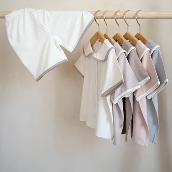 Korean Style Modal Children's Sleepwear Summer Thin Cotton Baby Pajamas for Girls and Family Home Clothes for Baby's Wear Suit