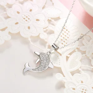 POLIVA Beautiful Jewelry 3A Cubic Zirconia Pendants Rhodium Plated Cute Dolphin 925 Silver Pendant Wholesale
