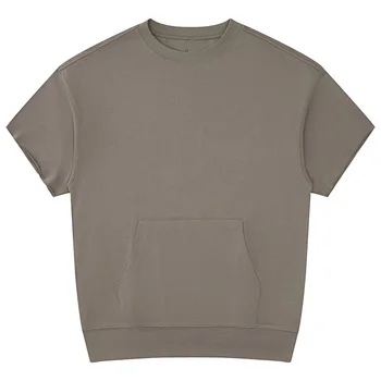 Large Pocket C argo 60 Cotton 40 Polyester Thick Collar T Shirt Custom Oversized Blank Tshirt