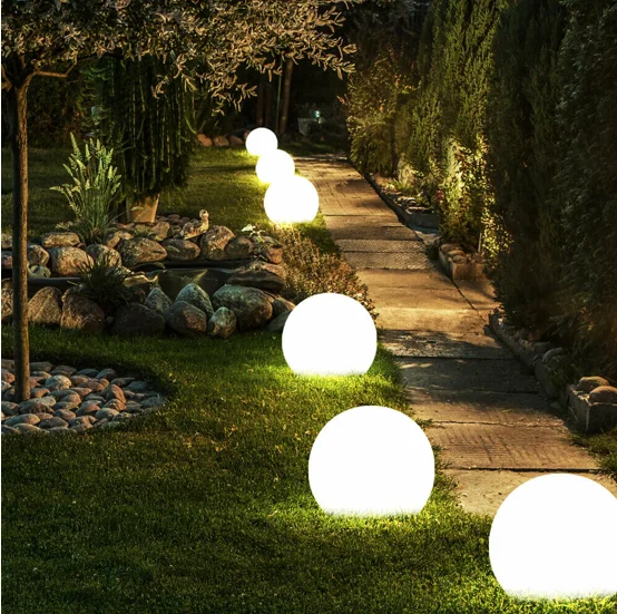 Solar LED Ground Round Ball Automatic Waterproof Warm White Outdoor Path Garden Ball Light