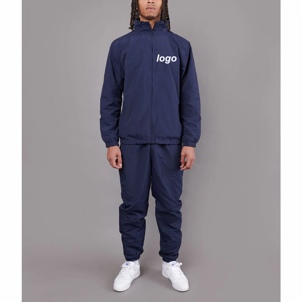 YALI Winter plain zip up 100% nylon track suit set printed custom logo mens  nylon tracksuit for men