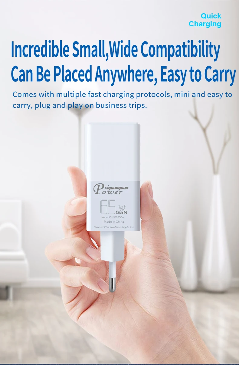 65w fast charger with gan tech eu plug for xiaomi mi 65w eu wall charger pps gan for apple android