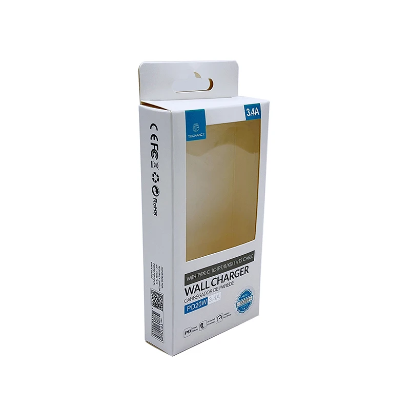 Pembungkusan Kotak Penyegera Logo Bercetak Suaian Kotak Penyegera Elektronik Pengguna Kemasan Kertas Segiempat Dengan Tetingkap Plastik Harga Murah