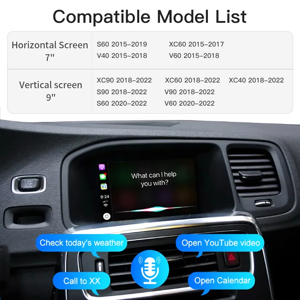 Autoabc Wireless Carplay Box For Volvo V40 V60 S60 Xc60 Android Auto  Upgrade Adapter