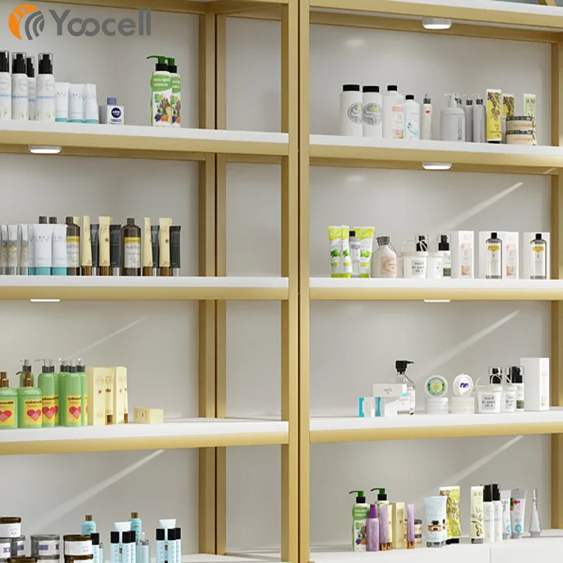 Yoocellサロン美容製品ディスプレイ棚製品棚ゴールドフレーム| Alibaba.com