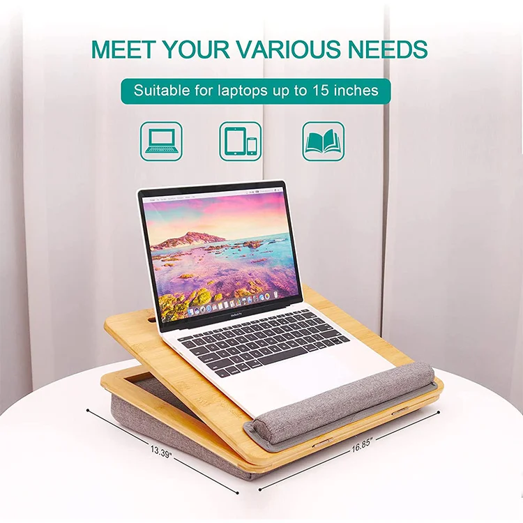Custom Bamboo Wooden Lap Tray Portable Bed Lap Laptop Desk Holder Study