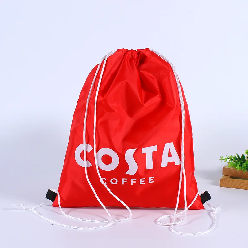 Customized Printing Logo Red Bag Drawstring Non Woven Large Bag Logo