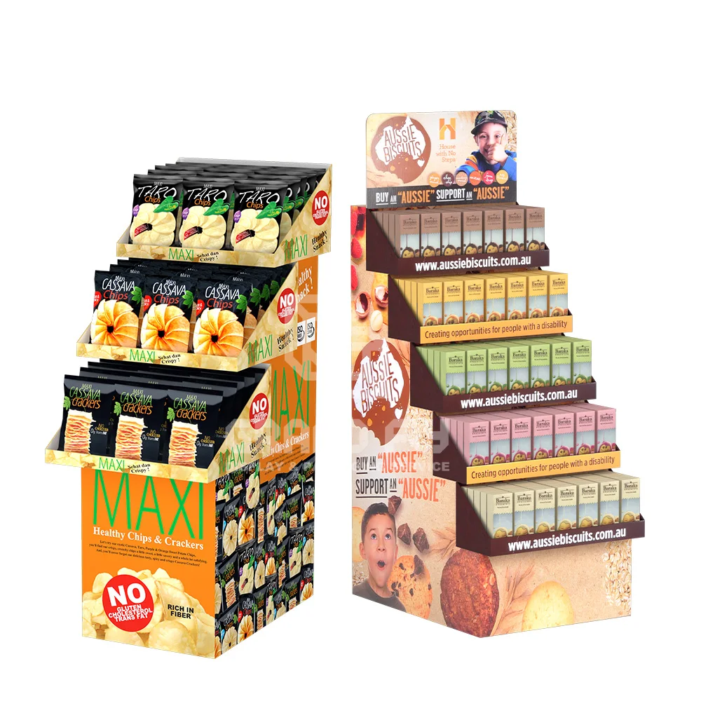 Custom Retail Pop up Cardboard Display Promotional Pos Paper Display Rack Snacks Drinks Liquor Shelf Cardboard Display Stand