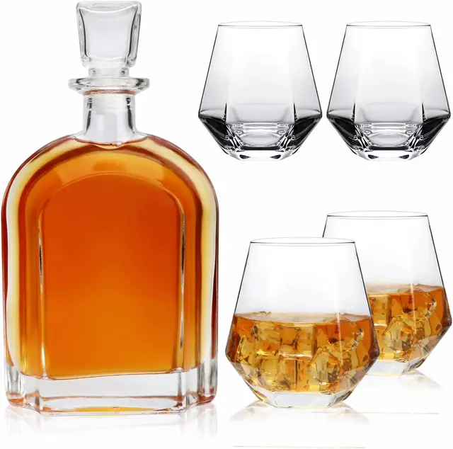 Bar & Party Decorations 24oz Delicate Whiskey Glass Bottle Decanter Set for Tequila Brandy  Vodka