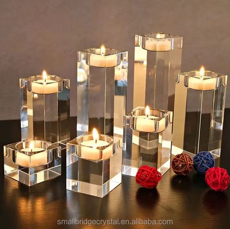 Customized Tealight Holder Centerpieces Wedding / First Holy Decorations Gifts  Cheap Crystal Candle Holder Centerpieces manufacture