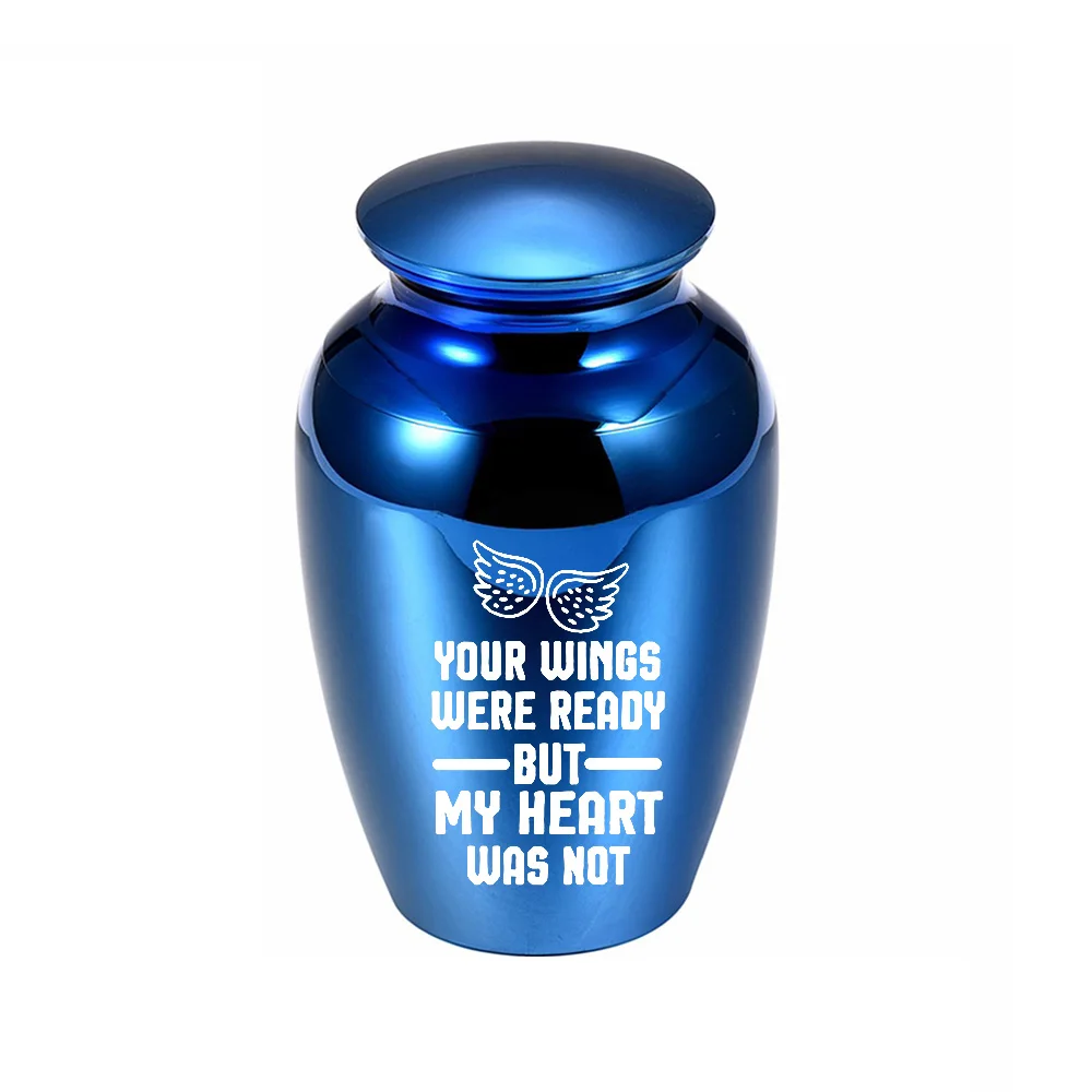 Cremation Jewelry for Pets Ashes Stainless Steel Mini Urn Jar Funeral Container with Wings Print Memorial Gift for Men Women