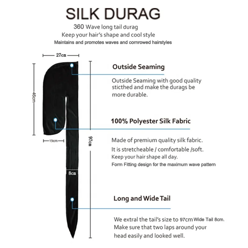 New Unisex Velvet Durag Waves Extra Long Tail and Wide Straps for Du-RAG  Make middle