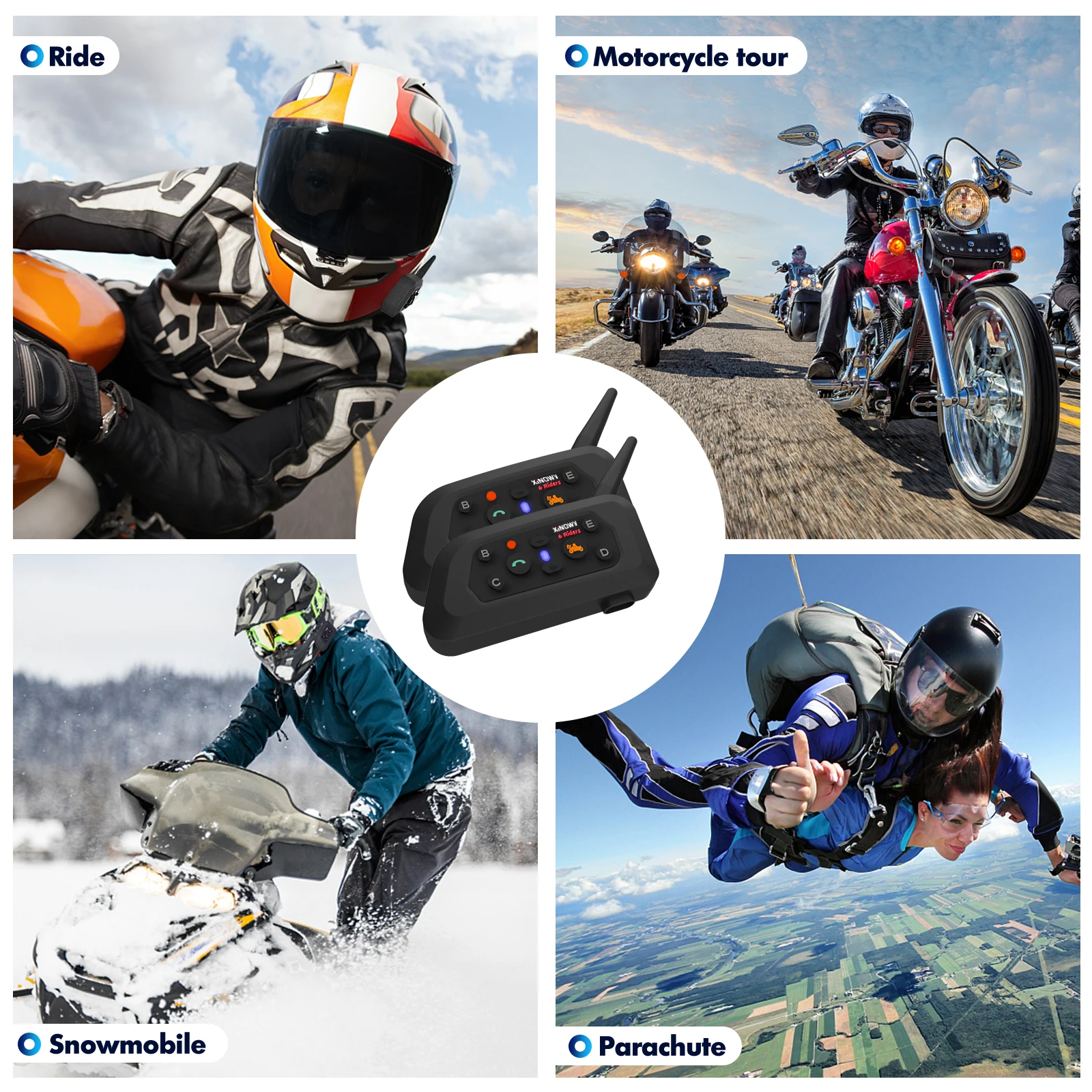 XINOWY V6 PLUS Motorcycle Bluetooth Helmet Headset Intercom