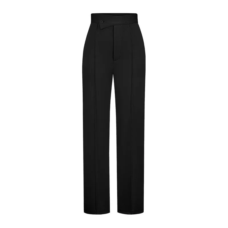 C230135 Daily Stretch Fabric Zipper Fly Long Straight Pants Solid