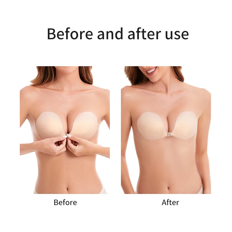 Xinke Silicone Solid Breast Lifting Durable Self Adhesive Backless Sticky Bra for Women Wedding