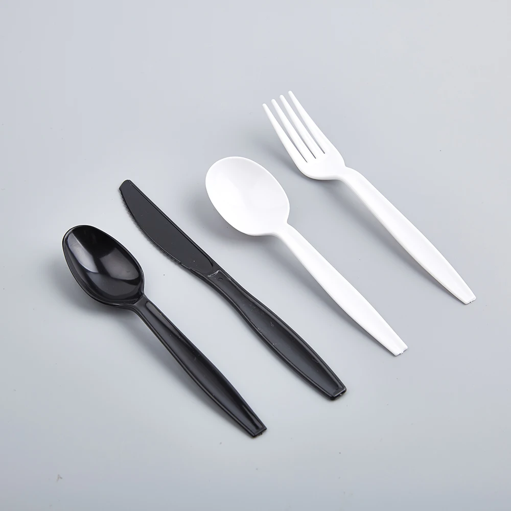 Factory High Quality White/black Ps Plastic Fork Knife And Spoon