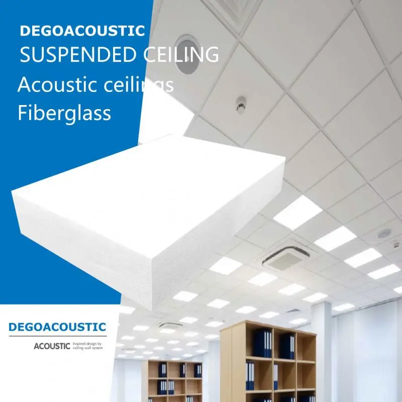 High Quality Decorative Glass Wool Sound Absorbing Suspended Tils False Ceiling 600*600mm Indoor Ceiling Applications
