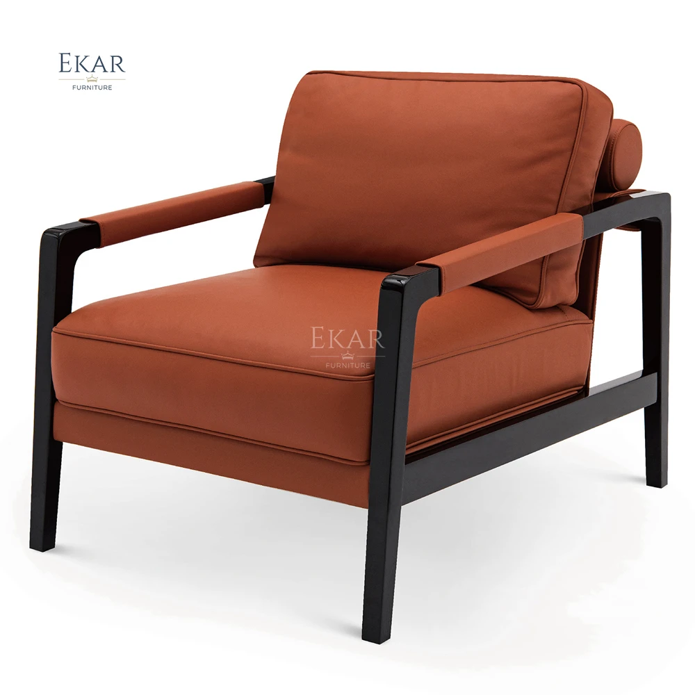 Velvet-Upholstered Lounge Armchair with Accent Wooden Frame & Backrest: A Sophisticated Addition to Hotel Villas & Indoor Leisure Spaces manufacture