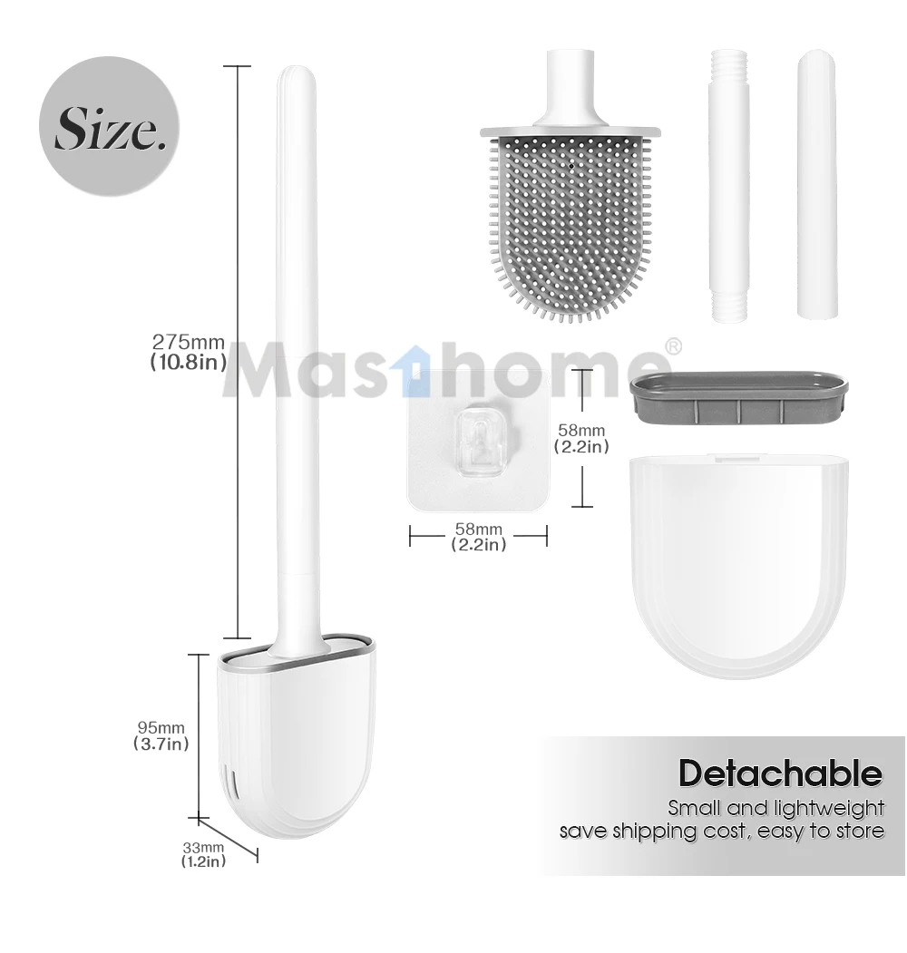Mathome Hot Selling Modern Hygine Soft Rubber Flat Head Toilet Brush