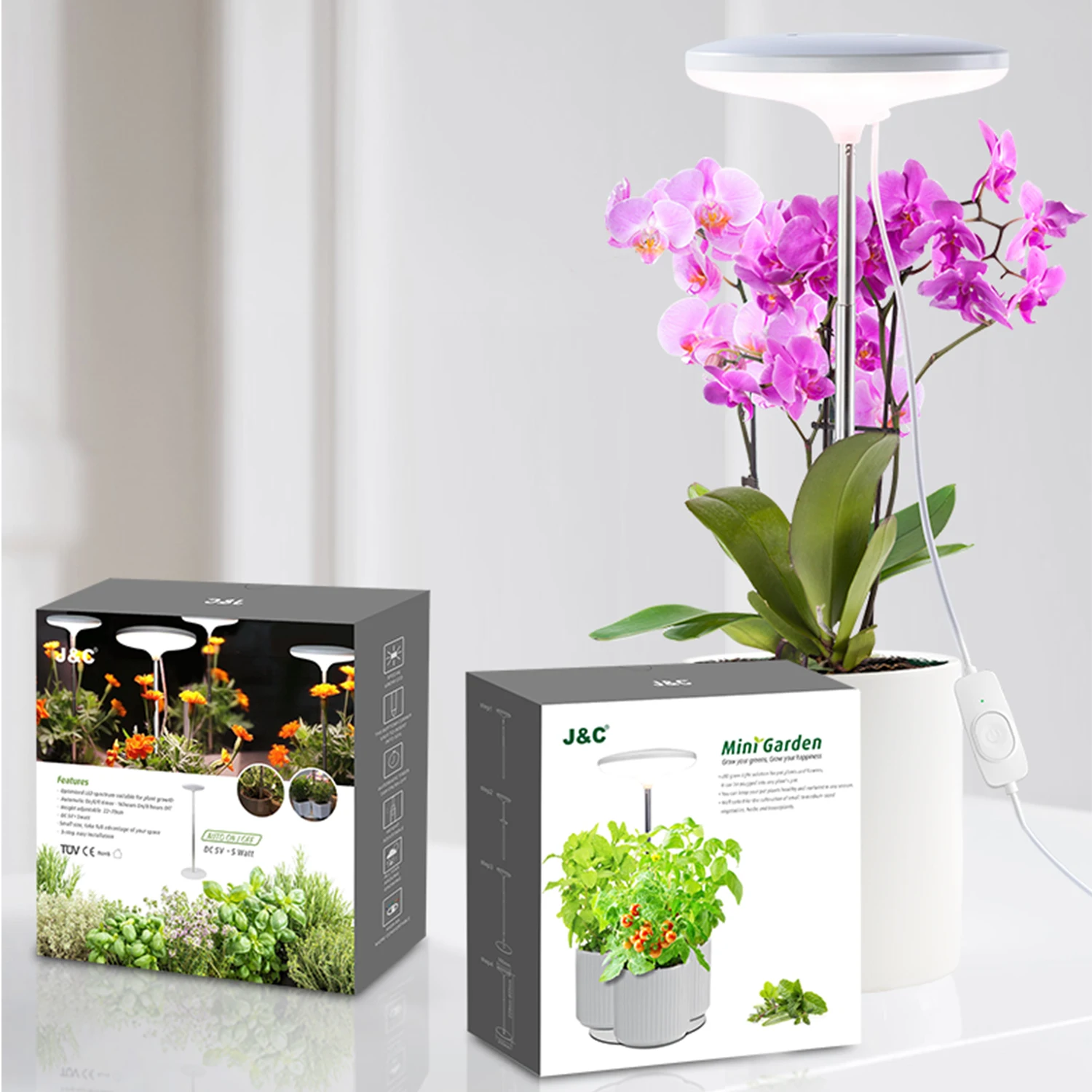J&C Planter Mate 14w Wifi Indoor Grow Light Umbrella Grow Led Indoor Gardening Lights google Assistant Connected