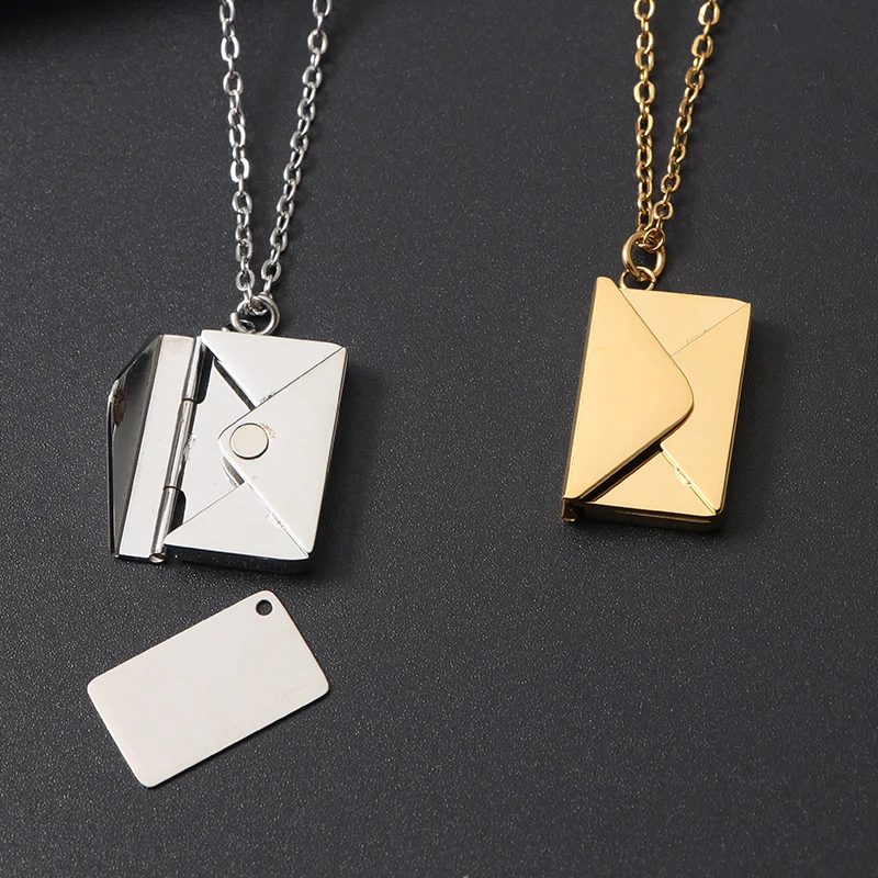 Envelope Pendant Engraved Necklace